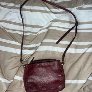 FOSSIL Burgundy Leather Crossbody Bag
